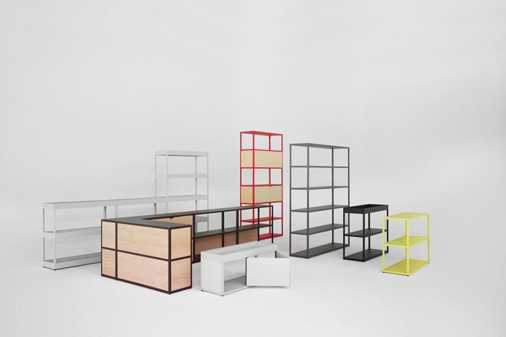 New Order Horizontal wall-mounted sideboard with trays Hay